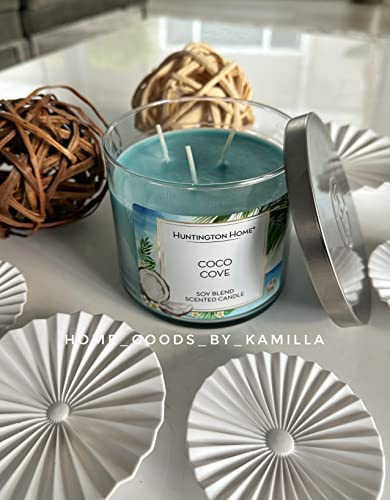 Huntington Home Soy Blend Scented Candle All Scented, 3 Wicks 45/60 Hours (Coco Cove)