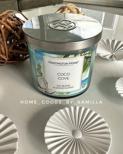 Huntington Home Soy Blend Scented Candle All Scented, 3 Wicks 45/60 Hours (Coco Cove)