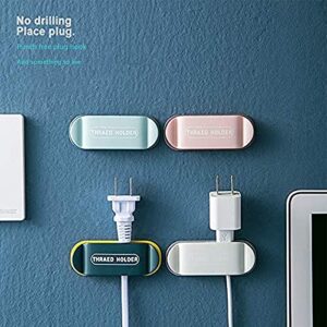 4-Piece Plug self-Adhesive Hook - Wire Holder Wire Storage Device for Home and Office Cables (Dark Blue, Light Blue, Gray, Pink)