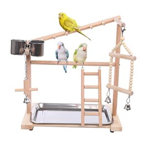 bird playground birdcage playstand parrot play gym parakeet cage decor budgie perch stand with feeder seed cups ladder hanging swing chew toys parakeets conures macaw cockatiel finch