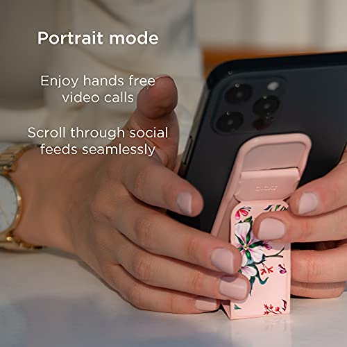 CLCKR Richmond Finch Phone Grip Holder and Expanding Stand, Universal Finger Grip Kickstand Compatible with iPhone 14/13/12, Samsung S22 and More, Multiple Viewing Angles, Pink Blooms Design