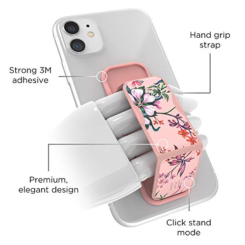 CLCKR Richmond Finch Phone Grip Holder and Expanding Stand, Universal Finger Grip Kickstand Compatible with iPhone 14/13/12, Samsung S22 and More, Multiple Viewing Angles, Pink Blooms Design