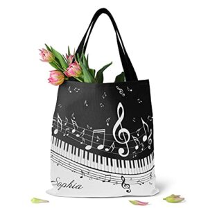 Eiis Personalized Tote Bag Abstract Piano Music Canvas Shopping Travel Resusable Shoulder Tote Bag Handbag, One Size