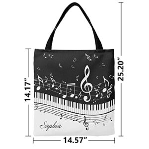 Eiis Personalized Tote Bag Abstract Piano Music Canvas Shopping Travel Resusable Shoulder Tote Bag Handbag, One Size