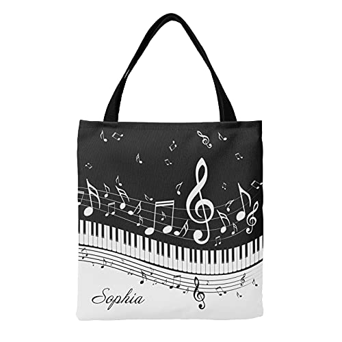 Eiis Personalized Tote Bag Abstract Piano Music Canvas Shopping Travel Resusable Shoulder Tote Bag Handbag, One Size