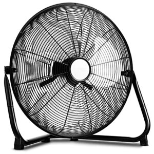 toolsempire 20” floor fan high velocity heavy duty metal quiet fans for industrial garage shop outdoor black