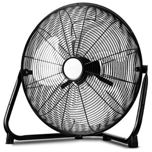 Toolsempire 20” Floor Fan High Velocity Heavy Duty Metal Quiet Fans for Industrial Garage Shop Outdoor Black