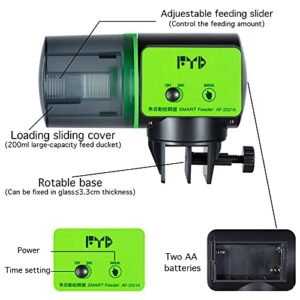 FYD Automatic Fish Feeder - Aquarium Electric Auto Fish Feeder for Small Fish Tank Food Fish Feeder Automatic Dispenser, Adjustable Fish Food Vacation Timer Feeder, Battery-Operated Feeders
