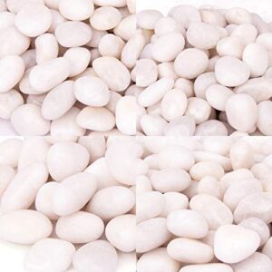 BLQH 18 Pounds White Decorative Pebbles River Rock Aquarium Gravel,Garden Ornamental Pebbles, Natural Polished Decorative Gravel,White Decorative Stones,Decor Pebbles,Pebbles for Landscaping (White)