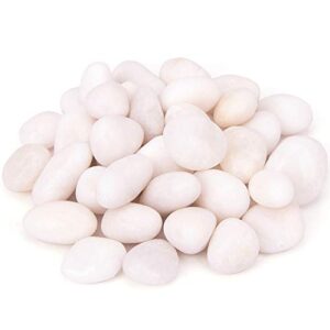 BLQH 18 Pounds White Decorative Pebbles River Rock Aquarium Gravel,Garden Ornamental Pebbles, Natural Polished Decorative Gravel,White Decorative Stones,Decor Pebbles,Pebbles for Landscaping (White)