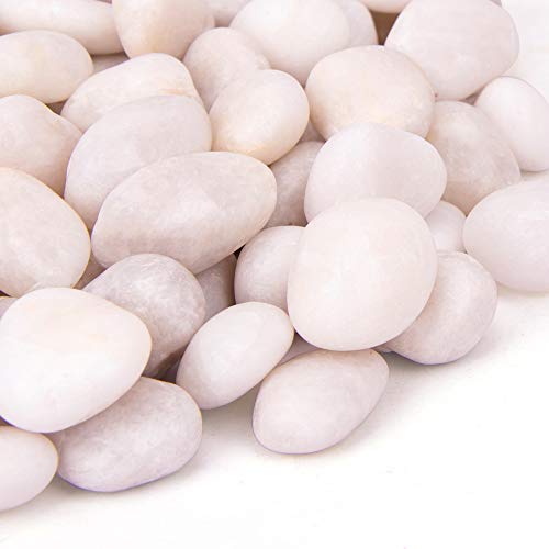 BLQH 18 Pounds White Decorative Pebbles River Rock Aquarium Gravel,Garden Ornamental Pebbles, Natural Polished Decorative Gravel,White Decorative Stones,Decor Pebbles,Pebbles for Landscaping (White)