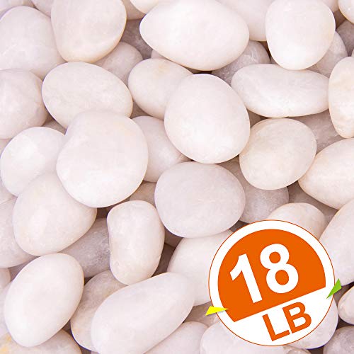 BLQH 18 Pounds White Decorative Pebbles River Rock Aquarium Gravel,Garden Ornamental Pebbles, Natural Polished Decorative Gravel,White Decorative Stones,Decor Pebbles,Pebbles for Landscaping (White)