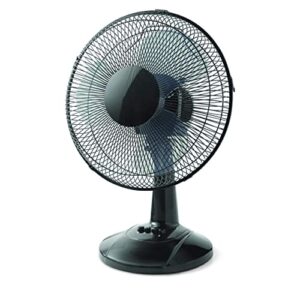 pelonis black 12" oscillating 3-speed table fan ft30-8mbb for home and office whisper quiet operation (renewed)(12", ft30-8mbb)