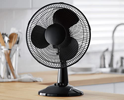 PELONIS Black 12" Oscillating 3-Speed Table Fan FT30-8MBB for Home and Office Whisper Quiet Operation (Renewed)(12", FT30-8MBB)