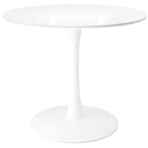 aron living rose contemporary 36" mid-century wood top dining table in white