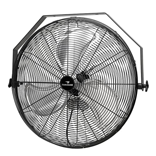 Tornado - 24 Inch High Velocity Industrial Wall Fan 3 Speed - 6.5 FT Cord - Industrial, Commercial, Residential Use - UL Safety Listed