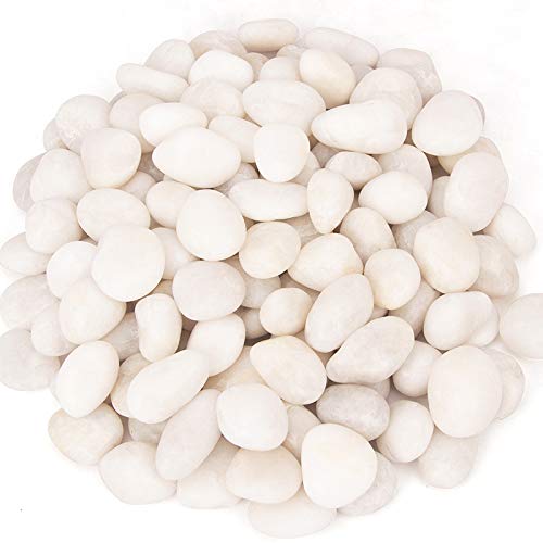 18 Pounds Decorative Pebbles White Stones River Rock Aquarium Gravel,White Natural Polished Decorative Gravel,White Pebbles,Garden Ornamental Pebbles,Decorative Stones,Polished Decor Rocks (18.6)