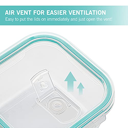 Vtopmart 8 Pack Glass Food Storage Containers with Lids, Glass Meal Prep Containers, Airtight Glass Bento Boxes with Leak Proof Locking Lids, for Microwave, Oven, Freezer and Dishwasher