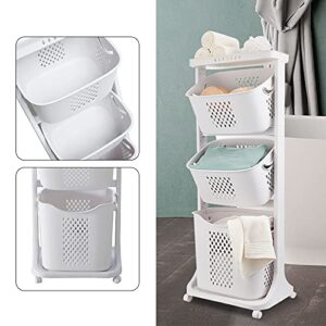 Gdrasuya10 3-Layer Dirty Clothes Storage Basket, 3 Layers Dirty Clothes Storage Basket Home Laundry Hamper 360° Universal Wheel