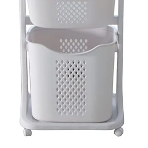 Gdrasuya10 3-Layer Dirty Clothes Storage Basket, 3 Layers Dirty Clothes Storage Basket Home Laundry Hamper 360° Universal Wheel