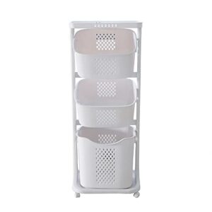 Gdrasuya10 3-Layer Dirty Clothes Storage Basket, 3 Layers Dirty Clothes Storage Basket Home Laundry Hamper 360° Universal Wheel