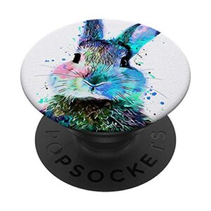 cute watercolor rabbit design colorful artistic on white popsockets swappable popgrip