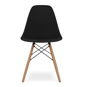 aron living pyramid 17.5" plastic and beech wood dining chair in black