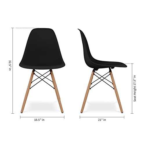 Aron Living Pyramid 17.5" Plastic and Beech Wood Dining Chair in Black