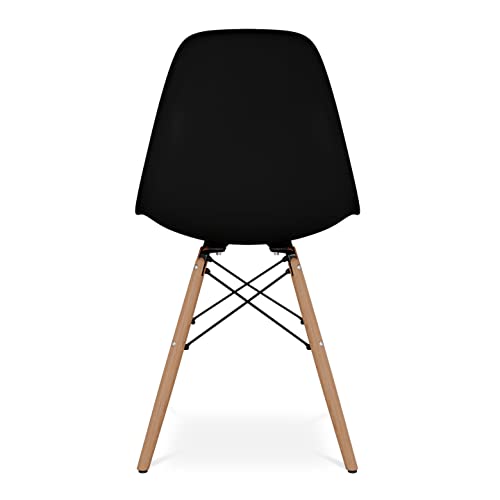 Aron Living Pyramid 17.5" Plastic and Beech Wood Dining Chair in Black