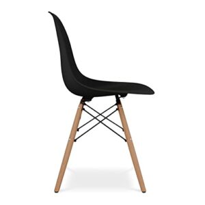 Aron Living Pyramid 17.5" Plastic and Beech Wood Dining Chair in Black