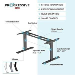 Progressive Desk Standing Desk Electric 48x30, Dual Motor 3 Stages Height Adjustable Stand up Desk - Dark Cherry/Black Frame