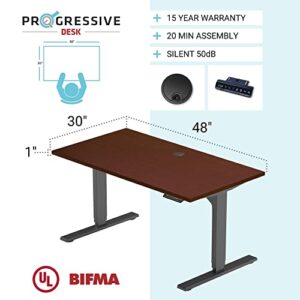 Progressive Desk Standing Desk Electric 48x30, Dual Motor 3 Stages Height Adjustable Stand up Desk - Dark Cherry/Black Frame