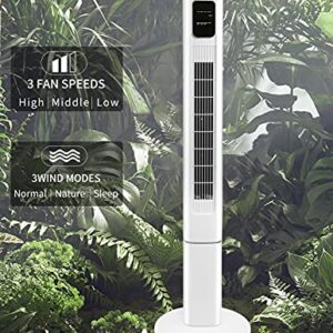 R.W.FLAME Household Tower Fans with Remote,47" Oscillating Cooling Fans Built-in Timer Portable Floor Fan, 3 Modes 3 Speeds (White, 47")