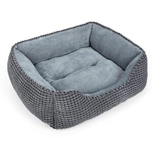 mixjoy dog bed for large medium small dogs, rectangle washable sleeping puppy bed, orthopedic pet sofa bed, soft calming cat beds for indoor cats, anti-slip bottom with multiple size (20'', grey)