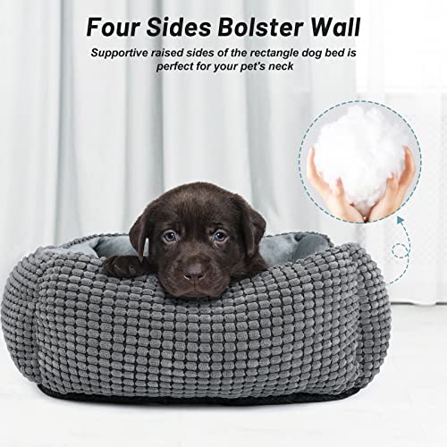 MIXJOY Dog Bed for Large Medium Small Dogs, Rectangle Washable Sleeping Puppy Bed, Orthopedic Pet Sofa Bed, Soft Calming Cat Beds for Indoor Cats, Anti-Slip Bottom with Multiple Size (20'', Grey)