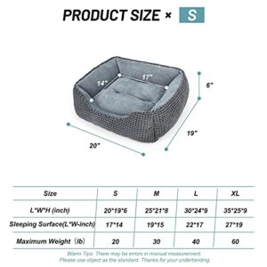 MIXJOY Dog Bed for Large Medium Small Dogs, Rectangle Washable Sleeping Puppy Bed, Orthopedic Pet Sofa Bed, Soft Calming Cat Beds for Indoor Cats, Anti-Slip Bottom with Multiple Size (20'', Grey)