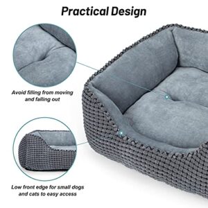 MIXJOY Dog Bed for Large Medium Small Dogs, Rectangle Washable Sleeping Puppy Bed, Orthopedic Pet Sofa Bed, Soft Calming Cat Beds for Indoor Cats, Anti-Slip Bottom with Multiple Size (20'', Grey)