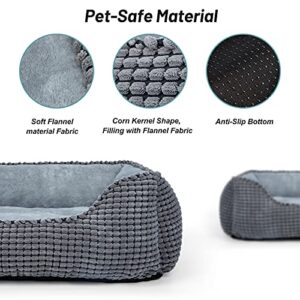 MIXJOY Dog Bed for Large Medium Small Dogs, Rectangle Washable Sleeping Puppy Bed, Orthopedic Pet Sofa Bed, Soft Calming Cat Beds for Indoor Cats, Anti-Slip Bottom with Multiple Size (20'', Grey)