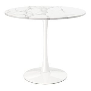 aron living rose 36" wood and marble laminated dining table in white