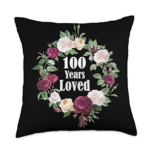 100th birthday gifts appeal 100th birthday gifts funny loved 100 years old men & women throw pillow, 18x18, multicolor