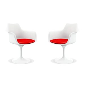 aron living rose 18" mid-century plastic and metal armchairs in red (set of 2)