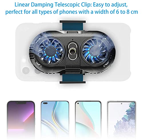 NEVEIKA Phone Cooler, Cellphone Radiator with Dual Semi-Conductor Cooling Chip, Mobile Phones with a Width of 6 to 8 cm for Tiktok Live Streaming, Outdoor Vlog, Mobile Gaming.