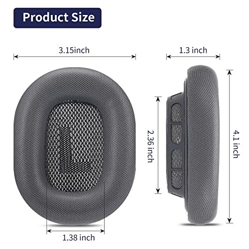 Damex Replacement earpads for Apple airpods max Headphone, Protein Leather Ear Cushion (Gray)