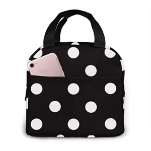 Kslai White and Black Polka Dot Lunch Bag Tote Bag Lunch Bag for Women Lunch Box Insulated Lunch Container