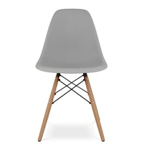 aron living pyramid 17.5" plastic and beech wood dining chair in gray