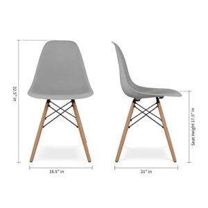 Aron Living Pyramid 17.5" Plastic and Beech Wood Dining Chair in Gray