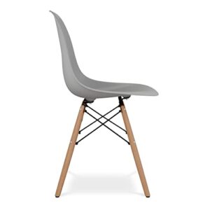 Aron Living Pyramid 17.5" Plastic and Beech Wood Dining Chair in Gray