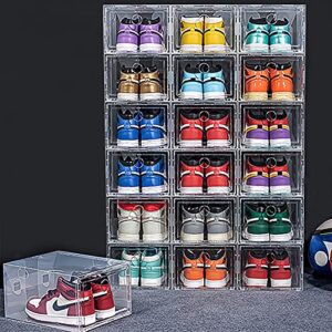 aohmpt 18 pack clear shoe organizer stackable shoe box foldable storage bins shoe container box large size shoe bins