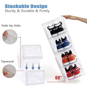 AOHMPT 18 Pack Clear Shoe Organizer Stackable Shoe Box Foldable Storage Bins Shoe Container Box Large Size Shoe Bins