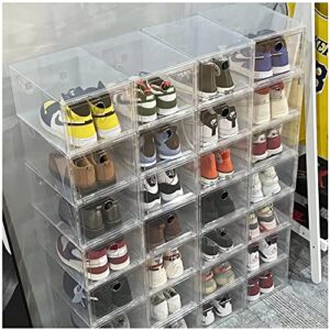 AOHMPT 18 Pack Clear Shoe Organizer Stackable Shoe Box Foldable Storage Bins Shoe Container Box Large Size Shoe Bins